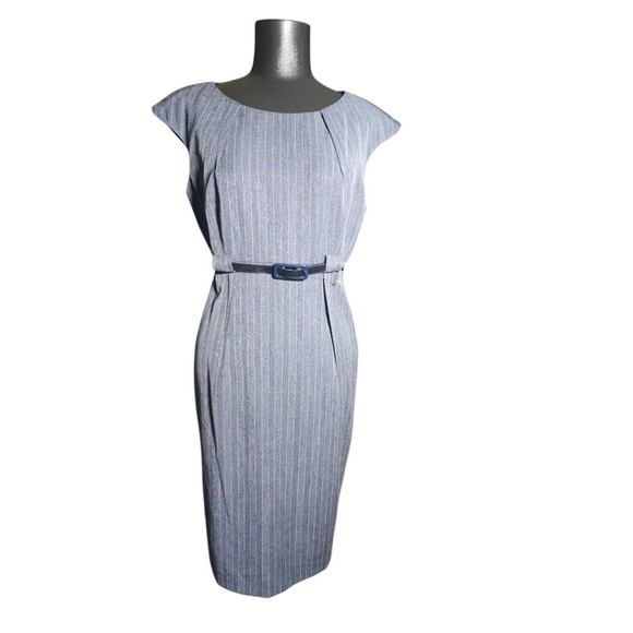 NWT Connected Apparel Womens Sheath Dress Size 10P Blue Striped - Picture 12 of 13